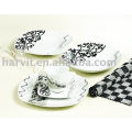 20pcs Various Size White Decal Square Shape Fine Porcelain Dish/Dessert/Soup Plate/Cup&Saucer Dinnerware Set